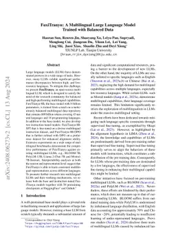 FuxiTranyu: A Multilingual Large Language Model Trained with Balanced
  Data