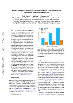 FastFiD: Improve Inference Efficiency of Open Domain Question Answering
  via Sentence Selection