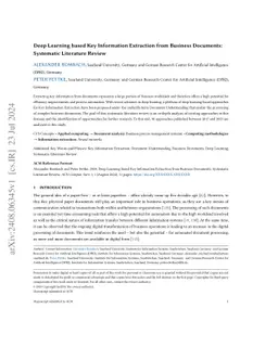 Deep Learning based Key Information Extraction from Business Documents: Systematic Literature Review