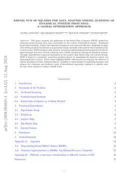 Kernel Sum of Squares for Data Adapted Kernel Learning of Dynamical
  Systems from Data: A global optimization approach