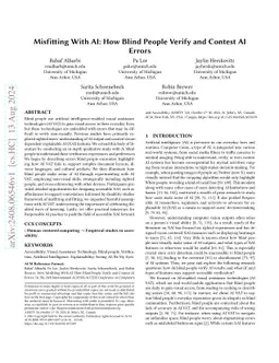 Misfitting With AI: How Blind People Verify and Contest AI Errors