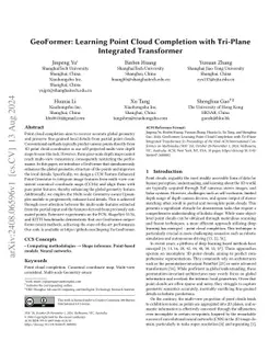GeoFormer: Learning Point Cloud Completion with Tri-Plane Integrated
  Transformer