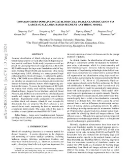 Towards Cross-Domain Single Blood Cell Image Classification via
  Large-Scale LoRA-based Segment Anything Model