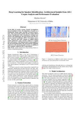 Deep Learning for Speaker Identification: Architectural Insights from
  AB-1 Corpus Analysis and Performance Evaluation