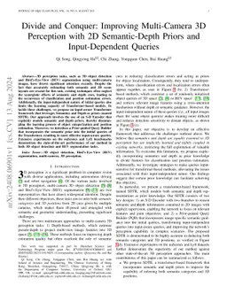 Divide and Conquer: Improving Multi-Camera 3D Perception with 2D
  Semantic-Depth Priors and Input-Dependent Queries