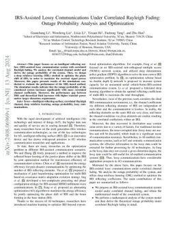 IRS-Assisted Lossy Communications Under Correlated Rayleigh Fading:
  Outage Probability Analysis and Optimization
