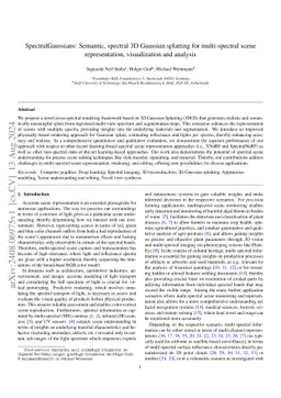 SpectralGaussians: Semantic, spectral 3D Gaussian splatting for
  multi-spectral scene representation, visualization and analysis