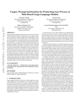Casper: Prompt Sanitization for Protecting User Privacy in Web-Based
  Large Language Models