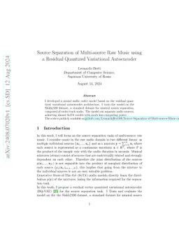 Source Separation of Multi-source Raw Music using a Residual Quantized
  Variational Autoencoder