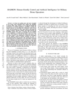 HADRON: Human-friendly Control and Artificial Intelligence for Military
  Drone Operations