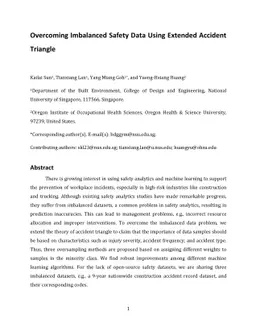 Overcoming Imbalanced Safety Data Using Extended Accident Triangle