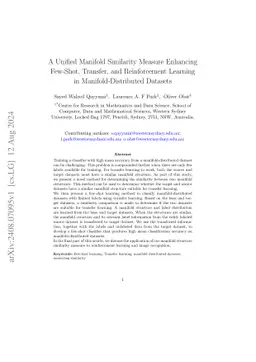 A Unified Manifold Similarity Measure Enhancing Few-Shot, Transfer, and
  Reinforcement Learning in Manifold-Distributed Datasets