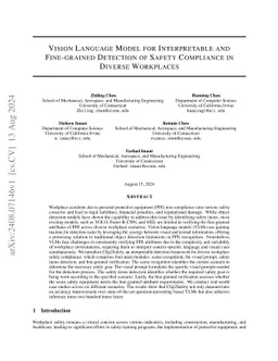 Vision Language Model for Interpretable and Fine-grained Detection of
  Safety Compliance in Diverse Workplaces