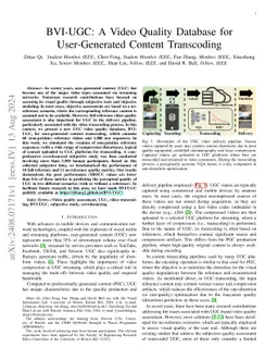 BVI-UGC: A Video Quality Database for User-Generated Content Transcoding