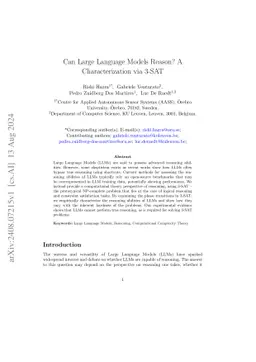 Can Large Language Models Reason? A Characterization via 3-SAT