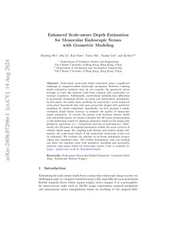 Enhanced Scale-aware Depth Estimation for Monocular Endoscopic Scenes
  with Geometric Modeling