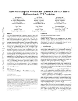 Scene-wise Adaptive Network for Dynamic Cold-start Scenes Optimization
  in CTR Prediction