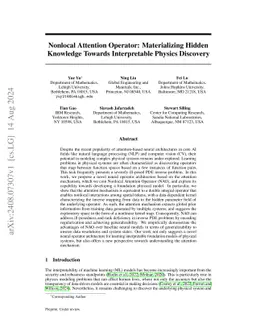 Nonlocal Attention Operator: Materializing Hidden Knowledge Towards
  Interpretable Physics Discovery