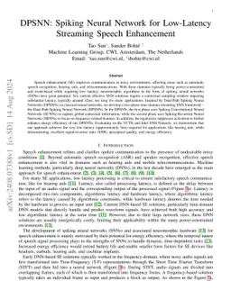 DPSNN: Spiking Neural Network for Low-Latency Streaming Speech
  Enhancement