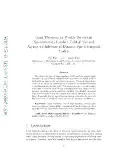 Limit Theorems for Weakly Dependent Non-stationary Random Field Arrays
  and Asymptotic Inference of Dynamic Spatio-temporal Models