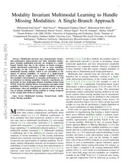 Modality Invariant Multimodal Learning to Handle Missing Modalities: A
  Single-Branch Approach