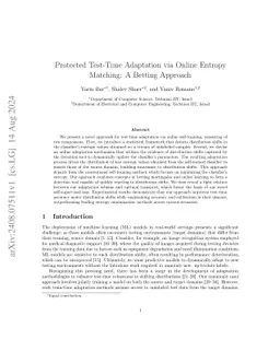 Protected Test-Time Adaptation via Online Entropy Matching: A Betting Approach