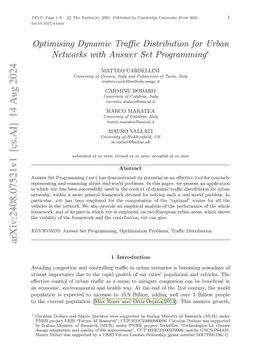 Optimising Dynamic Traffic Distribution for Urban Networks with Answer
  Set Programming