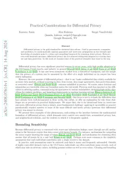 Practical Considerations for Differential Privacy