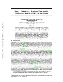 Battery GraphNets : Relational Learning for Lithium-ion Batteries(LiBs)
  Life Estimation