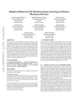 Adaptive Behavioral AI: Reinforcement Learning to Enhance Pharmacy
  Services