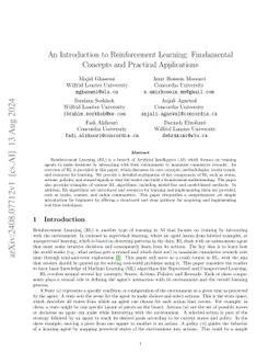 An Introduction to Reinforcement Learning: Fundamental Concepts and
  Practical Applications
