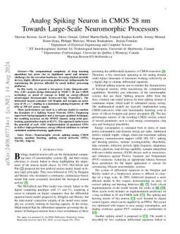 A 1.6-fJ/Spike Subthreshold Analog Spiking Neuron in 28 nm CMOS
