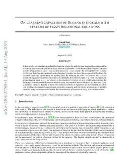 On learning capacities of Sugeno integrals with systems of fuzzy
  relational equations