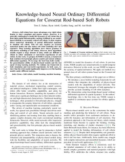 Knowledge-based Neural Ordinary Differential Equations for Cosserat
  Rod-based Soft Robots