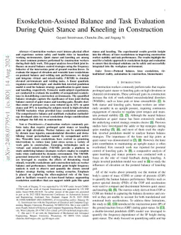 Exoskeleton-Assisted Balance and Task Evaluation During Quiet Stance and Kneeling in Construction