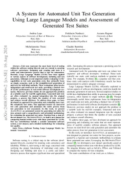 A System for Automated Unit Test Generation Using Large Language Models
  and Assessment of Generated Test Suites