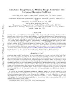 Persistence Image from 3D Medical Image: Superpixel and Optimized
  Gaussian Coefficient