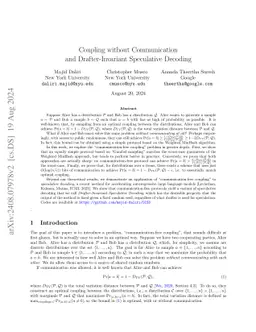Coupling without Communication and Drafter-Invariant Speculative Decoding