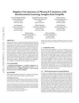 Adaptive User Journeys in Pharma E-Commerce with Reinforcement Learning:
  Insights from SwipeRx