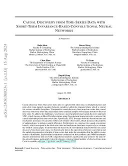 Causal Discovery from Time-Series Data with Short-Term Invariance-Based
  Convolutional Neural Networks