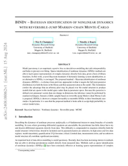 BINDy -- Bayesian identification of nonlinear dynamics with reversible-jump Markov-chain Monte-Carlo