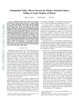 Independent Policy Mirror Descent for Markov Potential Games: Scaling to
  Large Number of Players