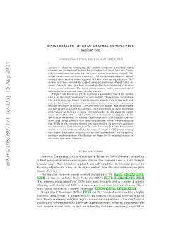 Universality of Real Minimal Complexity Reservoir