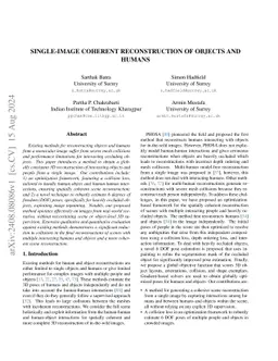 Single-image coherent reconstruction of objects and humans