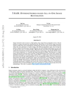 HAIR: Hypernetworks-based All-in-One Image Restoration