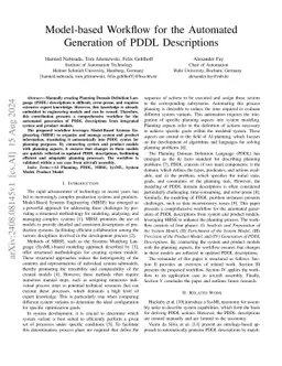 Model-based Workflow for the Automated Generation of PDDL Descriptions