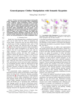General-purpose Clothes Manipulation with Semantic Keypoints