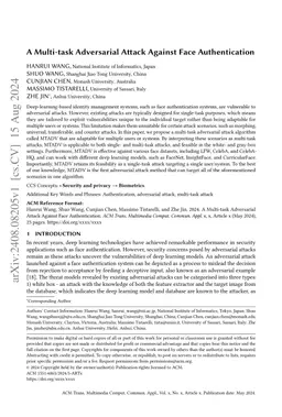 A Multi-task Adversarial Attack Against Face Authentication