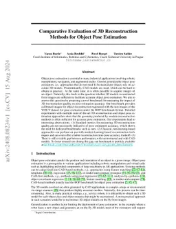 Comparative Evaluation of 3D Reconstruction Methods for Object Pose Estimation