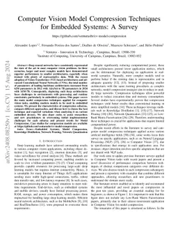 Computer Vision Model Compression Techniques for Embedded Systems: A
  Survey